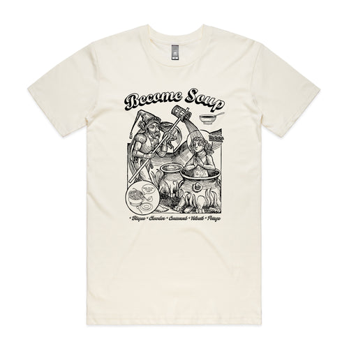 Become Soup Tee by Lonely Kids Club. All clothing from our T-shirts to our shorts and hoodies are ethically made, and printed packed and shipped from Sydney.