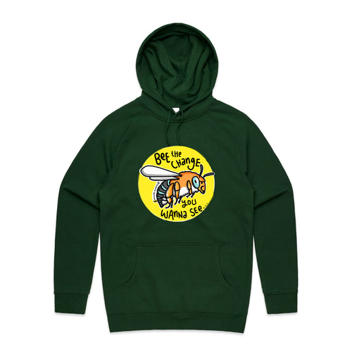 Bee The Change Hoodie by Lonely Kids Club. All clothing from our T-shirts to our shorts and hoodies are ethically made, and printed packed and shipped from Sydney.