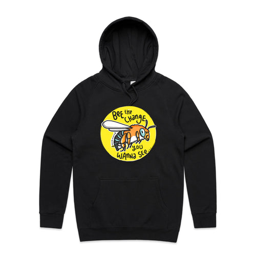 Bee The Change Hoodie by Lonely Kids Club. All clothing from our T-shirts to our shorts and hoodies are ethically made, and printed packed and shipped from Sydney.