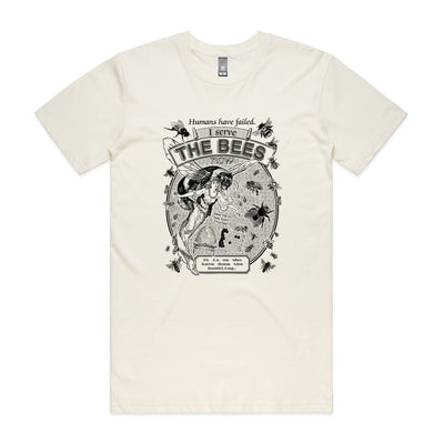 I Serve The Bees Tee by Lonely Kids Club. All clothing from our T-shirts to our shorts and hoodies are ethically made, and printed packed and shipped from Sydney.