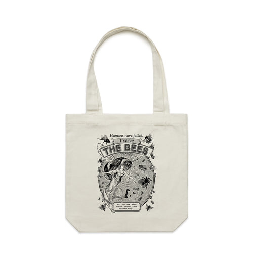 I Serve The Bees Tote by Lonely Kids Club. All clothing from our T-shirts to our shorts and hoodies are ethically made, and printed packed and shipped from Sydney.