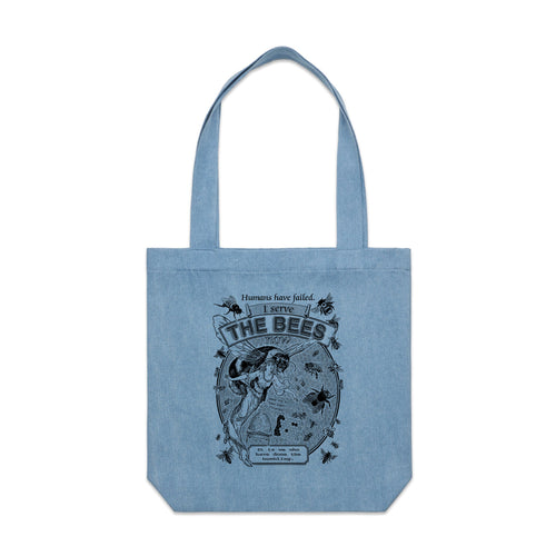 I Serve The Bees Tote by Lonely Kids Club. All clothing from our T-shirts to our shorts and hoodies are ethically made, and printed packed and shipped from Sydney.