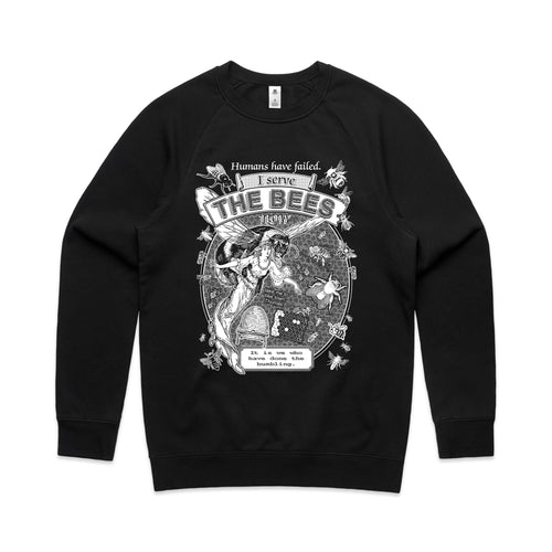 I Serve The Bees Jumper by Lonely Kids Club. All clothing from our T-shirts to our shorts and hoodies are ethically made, and printed packed and shipped from Sydney.