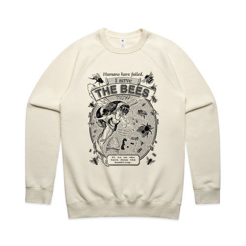 I Serve The Bees Jumper by Lonely Kids Club. All clothing from our T-shirts to our shorts and hoodies are ethically made, and printed packed and shipped from Sydney.