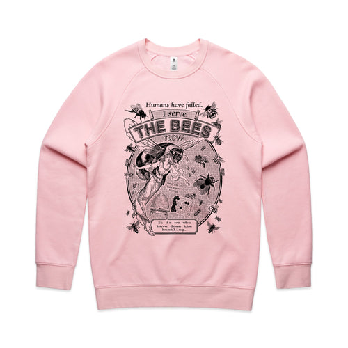 I Serve The Bees Jumper by Lonely Kids Club. All clothing from our T-shirts to our shorts and hoodies are ethically made, and printed packed and shipped from Sydney.