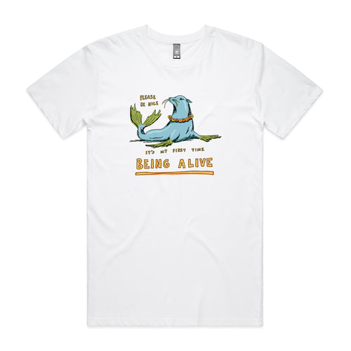 Being Alive Tee by Lonely Kids Club. All clothing from our T-shirts to our shorts and hoodies are ethically made, and printed packed and shipped from Sydney.