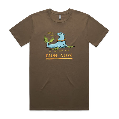 Being Alive Tee by Lonely Kids Club. All clothing from our T-shirts to our shorts and hoodies are ethically made, and printed packed and shipped from Sydney.