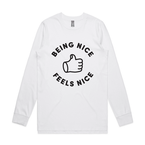 Being Nice Feels Nice Tee by Lonely Kids Club. All clothing from our T-shirts to our shorts and hoodies are ethically made, and printed packed and shipped from Sydney.