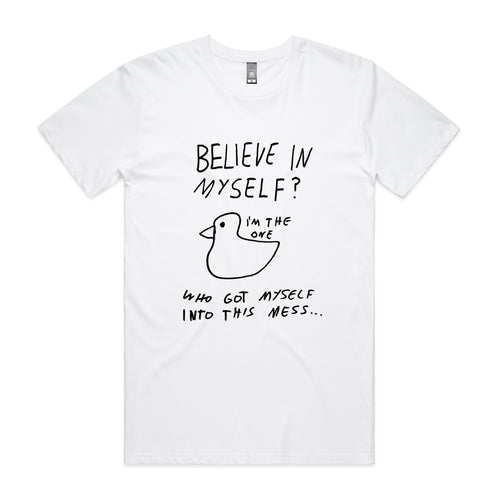 Believe In Myself Tee by Lonely Kids Club. All clothing from our T-shirts to our shorts and hoodies are ethically made, and printed packed and shipped from Sydney.