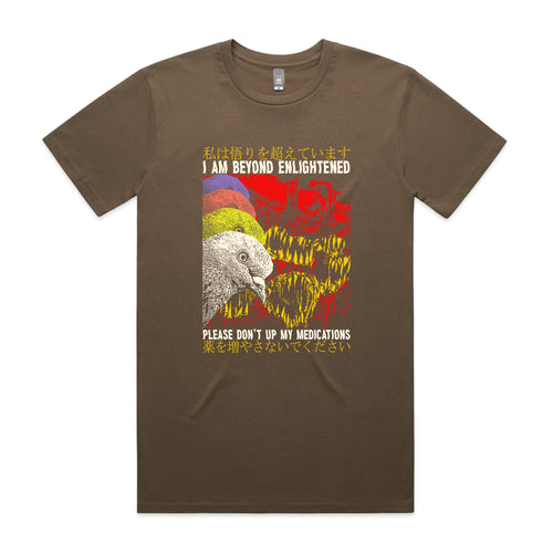 Beyond Enlightenment Tee by Lonely Kids Club. All clothing from our T-shirts to our shorts and hoodies are ethically made, and printed packed and shipped from Sydney.
