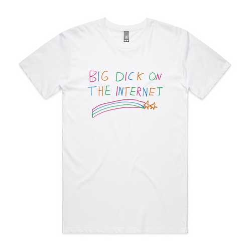 Big Dick On The Internet Tee by Lonely Kids Club. All clothing from our T-shirts to our shorts and hoodies are ethically made, and printed packed and shipped from Sydney.