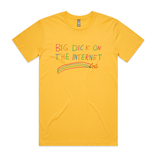 Big Dick On The Internet Tee by Lonely Kids Club. All clothing from our T-shirts to our shorts and hoodies are ethically made, and printed packed and shipped from Sydney.
