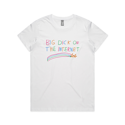 Big Dick On The Internet Tee by Lonely Kids Club. All clothing from our T-shirts to our shorts and hoodies are ethically made, and printed packed and shipped from Sydney.