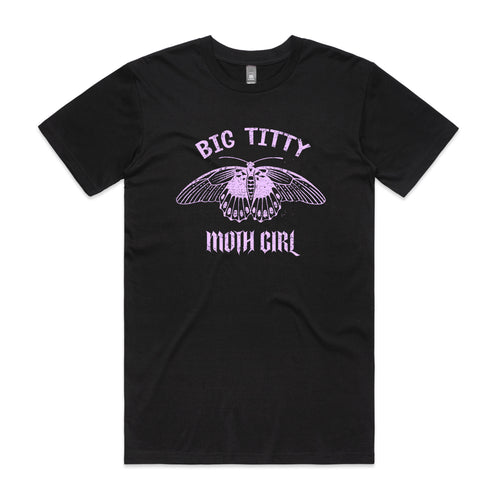 Big Titty Moth Girl Tee by Lonely Kids Club. All clothing from our T-shirts to our shorts and hoodies are ethically made, and printed packed and shipped from Sydney.