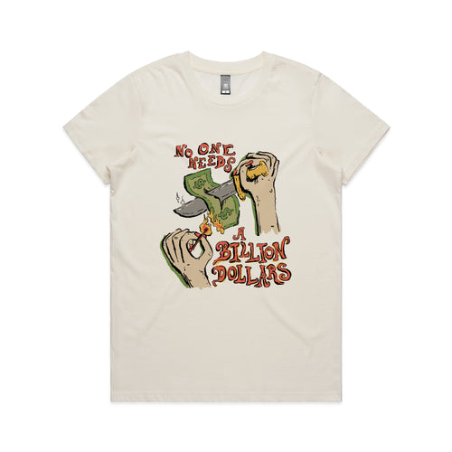 Billion Dollars Tee by Lonely Kids Club. All clothing from our T-shirts to our shorts and hoodies are ethically made, and printed packed and shipped from Sydney.