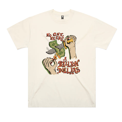 Billion Dollars Tee by Lonely Kids Club. All clothing from our T-shirts to our shorts and hoodies are ethically made, and printed packed and shipped from Sydney.