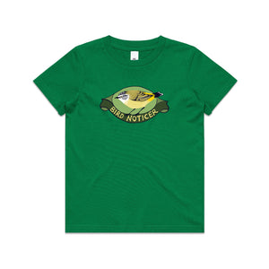 Bird Noticer Kids Tee by Lonely Kids Club. All clothing from our T-shirts to our shorts and hoodies are ethically made, and printed packed and shipped from Sydney.