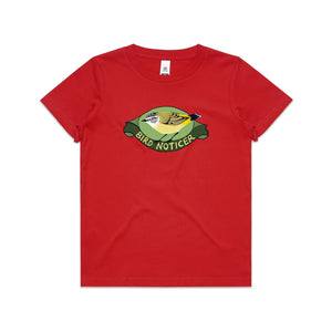 Bird Noticer Kids Tee by Lonely Kids Club. All clothing from our T-shirts to our shorts and hoodies are ethically made, and printed packed and shipped from Sydney.