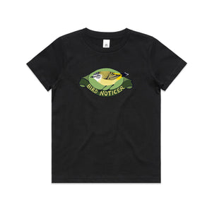 Bird Noticer Kids Tee by Lonely Kids Club. All clothing from our T-shirts to our shorts and hoodies are ethically made, and printed packed and shipped from Sydney.