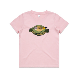 Bird Noticer Kids Tee by Lonely Kids Club. All clothing from our T-shirts to our shorts and hoodies are ethically made, and printed packed and shipped from Sydney.