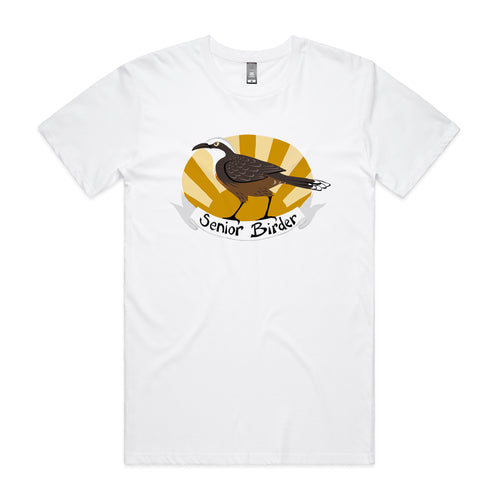 Senior Birder Tee by Lonely Kids Club. All clothing from our T-shirts to our shorts and hoodies are ethically made, and printed packed and shipped from Sydney.