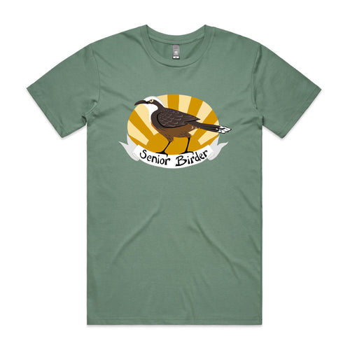 Senior Birder Tee by Lonely Kids Club. All clothing from our T-shirts to our shorts and hoodies are ethically made, and printed packed and shipped from Sydney.
