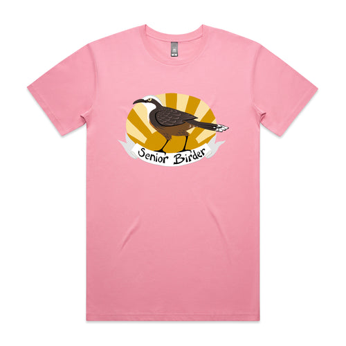 Senior Birder Tee by Lonely Kids Club. All clothing from our T-shirts to our shorts and hoodies are ethically made, and printed packed and shipped from Sydney.