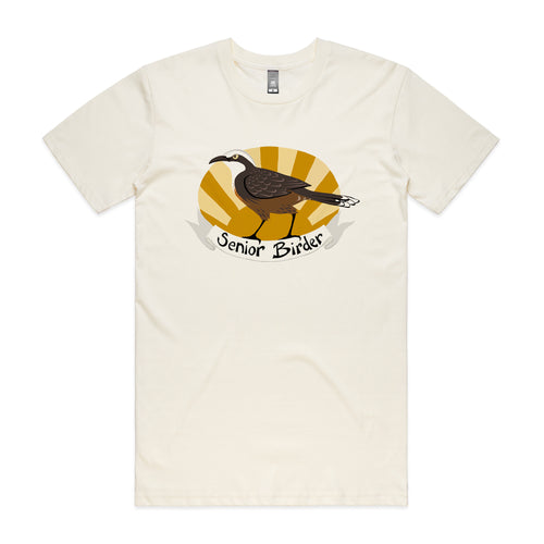 Senior Birder Tee by Lonely Kids Club. All clothing from our T-shirts to our shorts and hoodies are ethically made, and printed packed and shipped from Sydney.