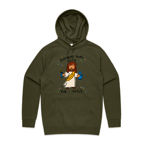 Birthday Bong Hits Hoodie by Lonely Kids Club. All clothing from our T-shirts to our shorts and hoodies are ethically made, and printed packed and shipped from Sydney.