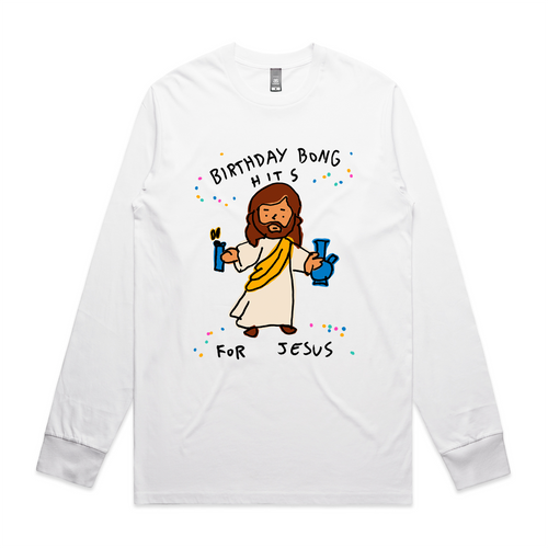 Birthday Bong Hits Tee by Lonely Kids Club. All clothing from our T-shirts to our shorts and hoodies are ethically made, and printed packed and shipped from Sydney.