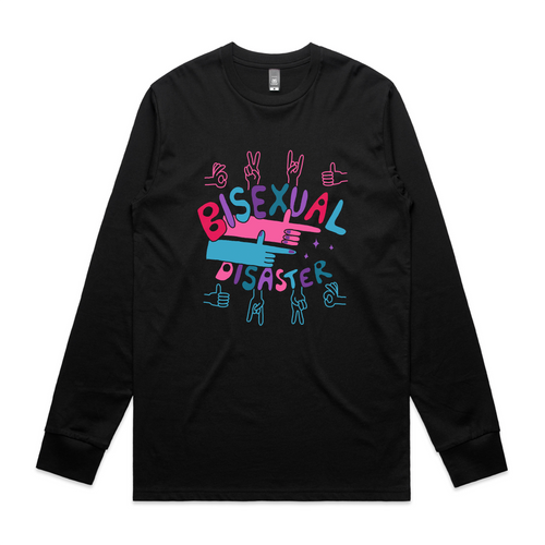 Bisexual Disaster Tee by Lonely Kids Club. All clothing from our T-shirts to our shorts and hoodies are ethically made, and printed packed and shipped from Sydney.