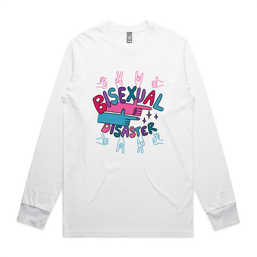 Bisexual Disaster Tee by Lonely Kids Club. All clothing from our T-shirts to our shorts and hoodies are ethically made, and printed packed and shipped from Sydney.