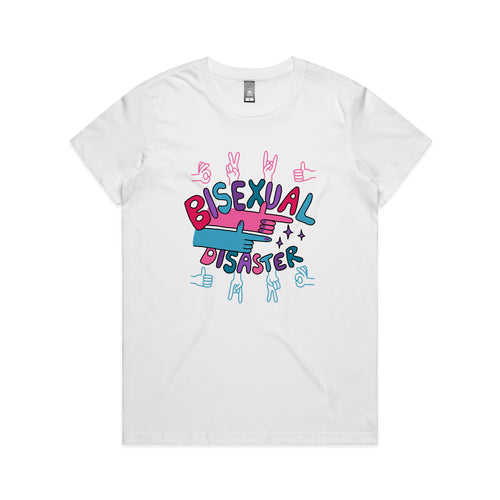 Bisexual Disaster Tee by Lonely Kids Club. All clothing from our T-shirts to our shorts and hoodies are ethically made, and printed packed and shipped from Sydney.