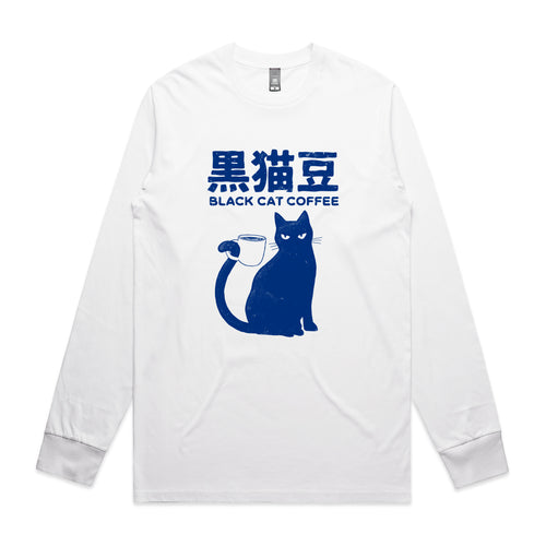 Black Cat Coffee Tee by Lonely Kids Club. All clothing from our T-shirts to our shorts and hoodies are ethically made, and printed packed and shipped from Sydney.