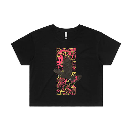Black Cockatoo Swirl Tee by Lonely Kids Club. All clothing from our T-shirts to our shorts and hoodies are ethically made, and printed packed and shipped from Sydney.