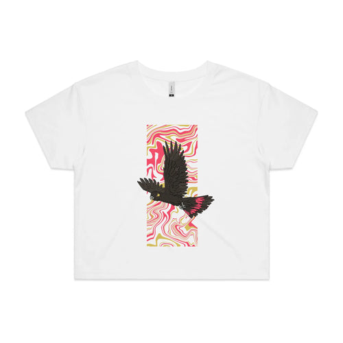Black Cockatoo Swirl Tee by Lonely Kids Club. All clothing from our T-shirts to our shorts and hoodies are ethically made, and printed packed and shipped from Sydney.