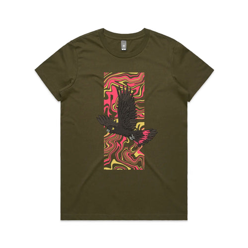 Black Cockatoo Swirl Tee by Lonely Kids Club. All clothing from our T-shirts to our shorts and hoodies are ethically made, and printed packed and shipped from Sydney.