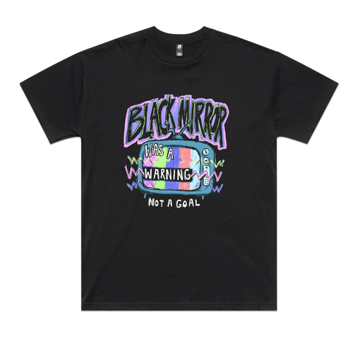 Black Mirror Tee by Lonely Kids Club. All clothing from our T-shirts to our shorts and hoodies are ethically made, and printed packed and shipped from Sydney.