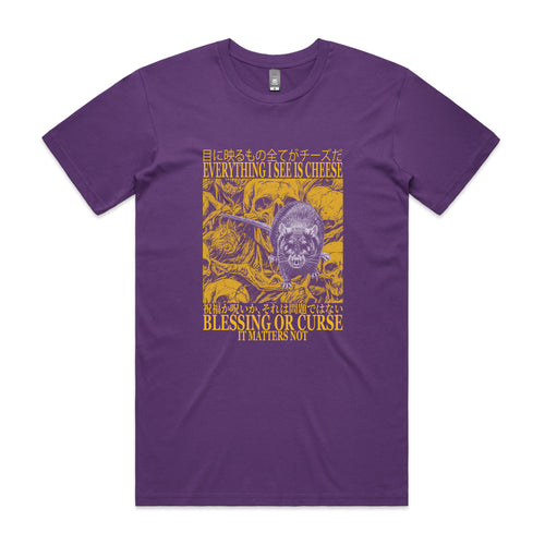 Blessing Or Curse Tee by Lonely Kids Club. All clothing from our T-shirts to our shorts and hoodies are ethically made, and printed packed and shipped from Sydney.