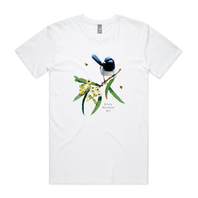 Blue Wren & Blossom Tee by Lonely Kids Club. All clothing from our T-shirts to our shorts and hoodies are ethically made, and printed packed and shipped from Sydney.
