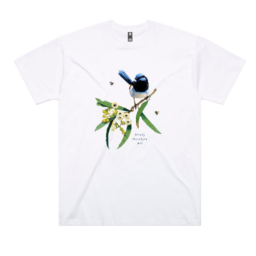 Blue Wren & Blossom Tee by Lonely Kids Club. All clothing from our T-shirts to our shorts and hoodies are ethically made, and printed packed and shipped from Sydney.