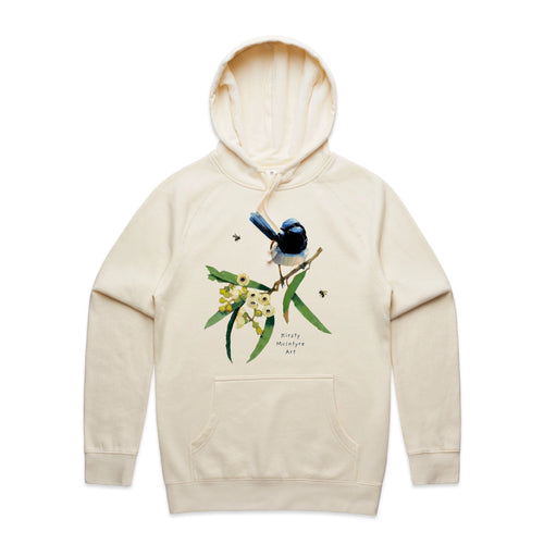 Blue Wren & Blossom Hoodie by Lonely Kids Club. All clothing from our T-shirts to our shorts and hoodies are ethically made, and printed packed and shipped from Sydney.