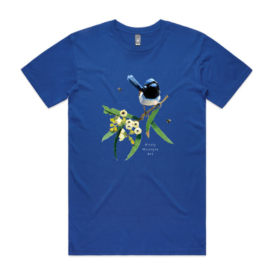 Blue Wren & Blossom Tee by Lonely Kids Club. All clothing from our T-shirts to our shorts and hoodies are ethically made, and printed packed and shipped from Sydney.