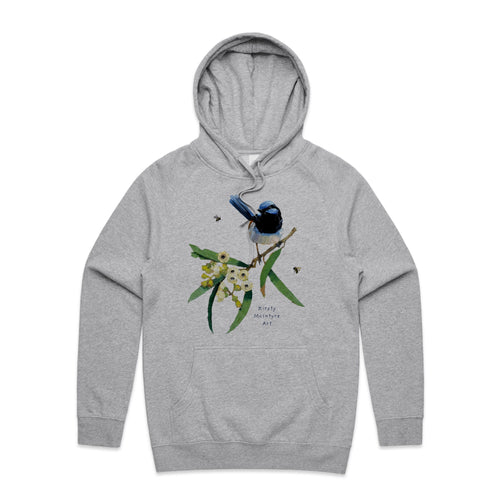 Blue Wren & Blossom Hoodie by Lonely Kids Club. All clothing from our T-shirts to our shorts and hoodies are ethically made, and printed packed and shipped from Sydney.