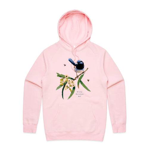 Blue Wren & Blossom Hoodie by Lonely Kids Club. All clothing from our T-shirts to our shorts and hoodies are ethically made, and printed packed and shipped from Sydney.