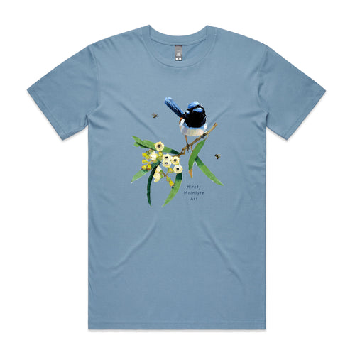 Blue Wren & Blossom Tee by Lonely Kids Club. All clothing from our T-shirts to our shorts and hoodies are ethically made, and printed packed and shipped from Sydney.