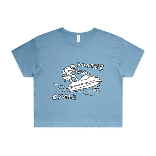 Boater Cycle Tee by Lonely Kids Club. All clothing from our T-shirts to our shorts and hoodies are ethically made, and printed packed and shipped from Sydney.