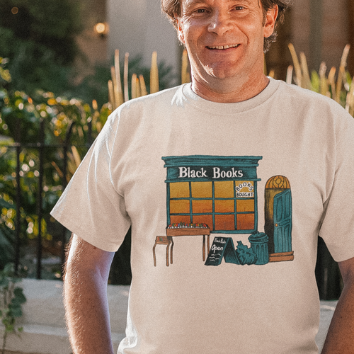 Book Store Tee by Lonely Kids Club. All clothing from our T-shirts to our shorts and hoodies are ethically made, and printed packed and shipped from Sydney.