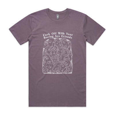 Boring Ass Friends Tee by Lonely Kids Club. All clothing from our T-shirts to our shorts and hoodies are ethically made, and printed packed and shipped from Sydney.