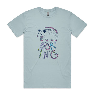 Boring Opossum Tee by Lonely Kids Club. All clothing from our T-shirts to our shorts and hoodies are ethically made, and printed packed and shipped from Sydney.